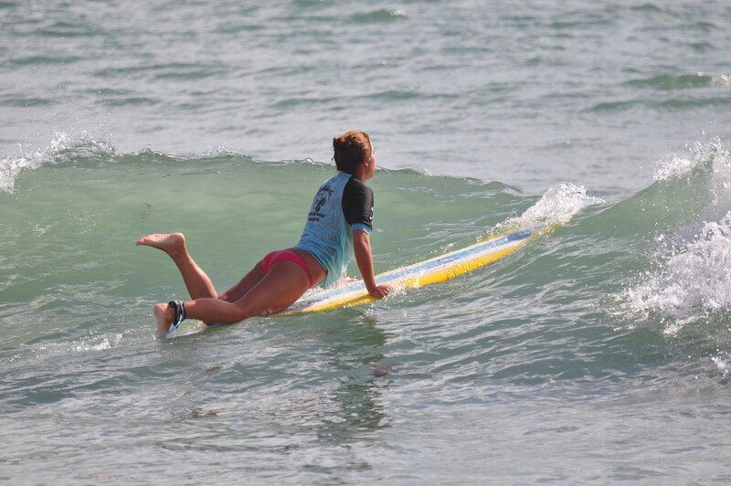 Surfer riding a wave