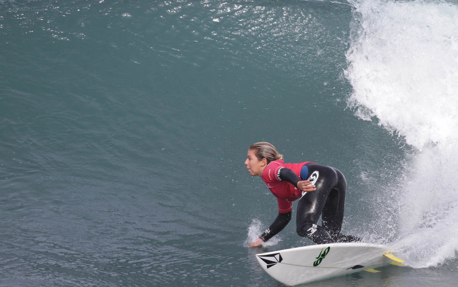 Surfer riding a wave
