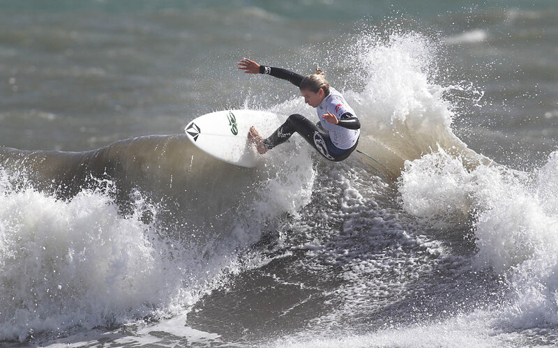Surfer riding a wave