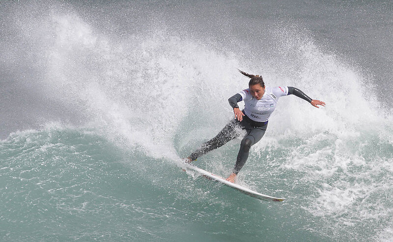 Surfer riding a wave