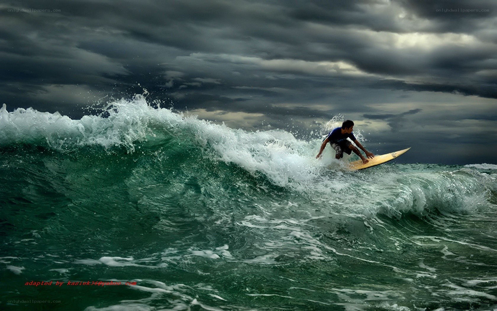 Surfer riding a wave