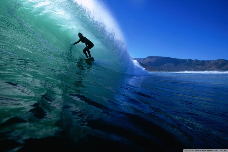 Surfer riding a wave