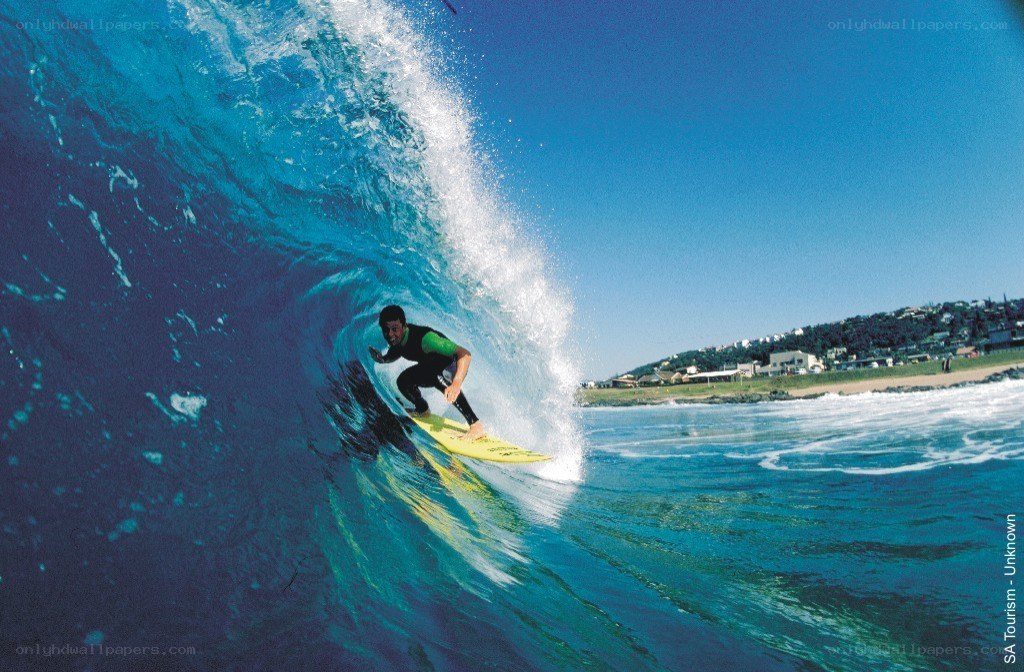Surfer riding a wave