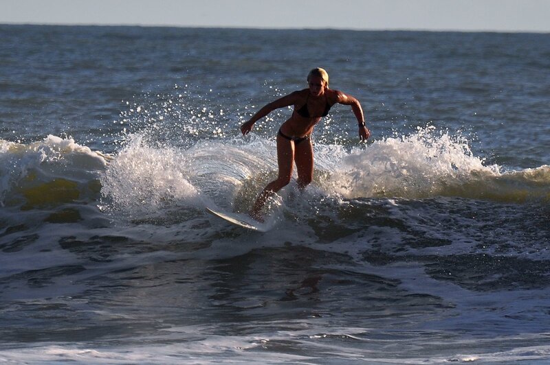 Surfer riding a wave