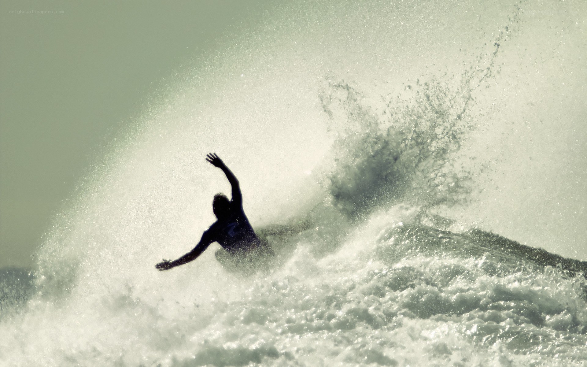 Surfer riding a wave