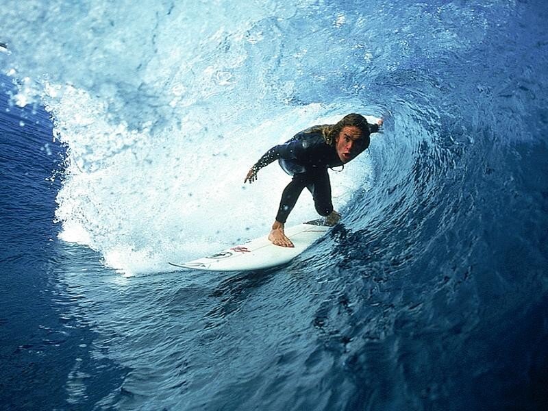 Surfer riding a wave