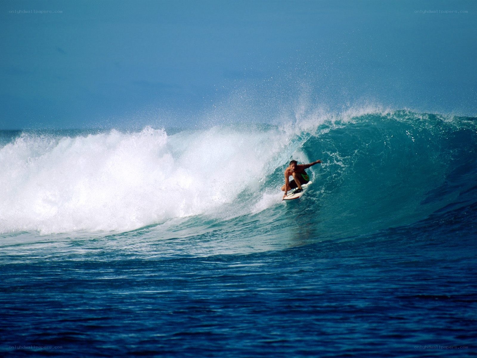 Surfer riding a wave