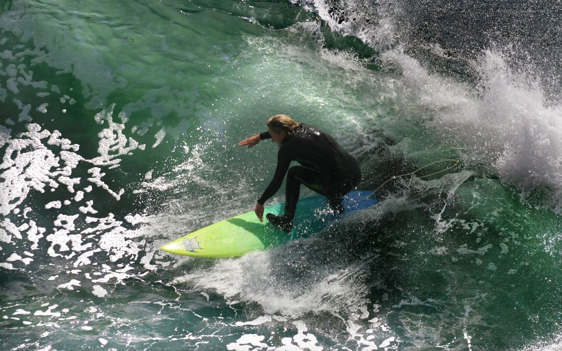 Surfer riding a wave