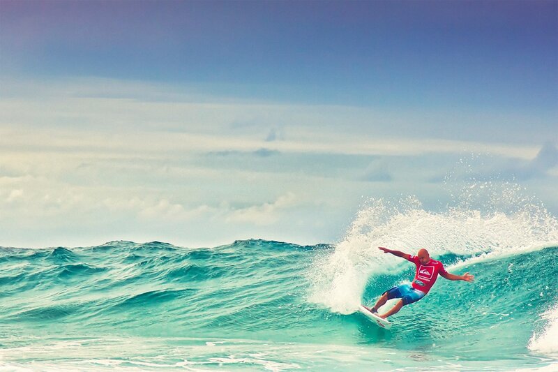 Surfer riding a wave