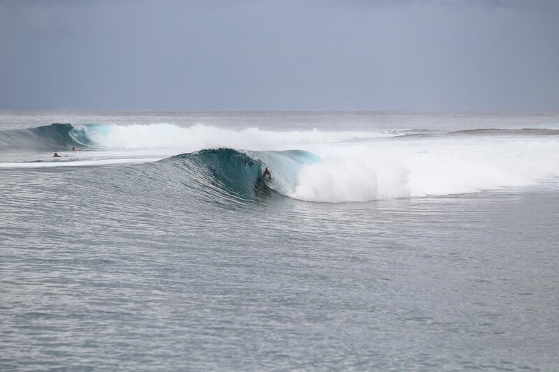 Surfer riding a wave