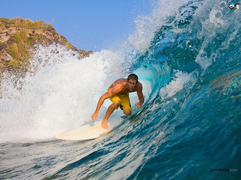 Surfer riding a wave