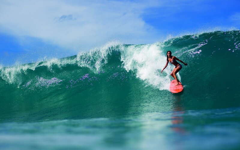 Surfer riding a wave