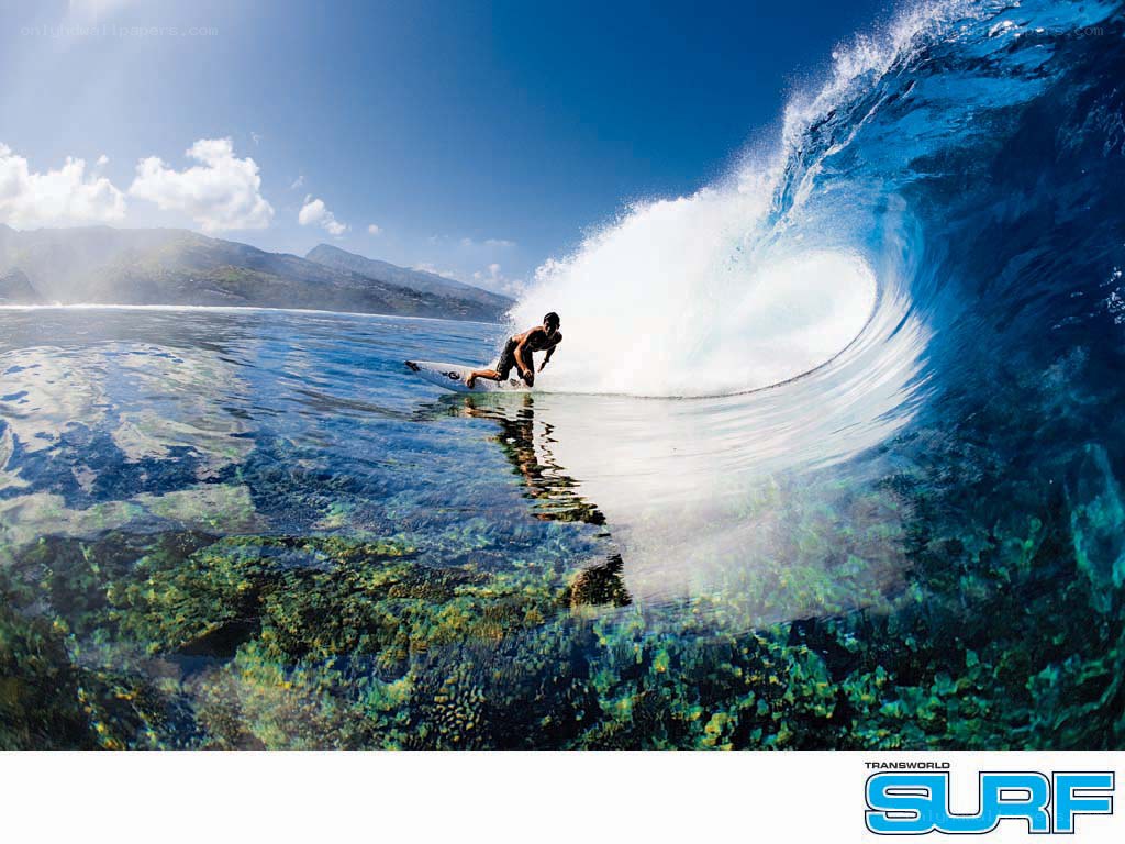 Surfer riding a wave
