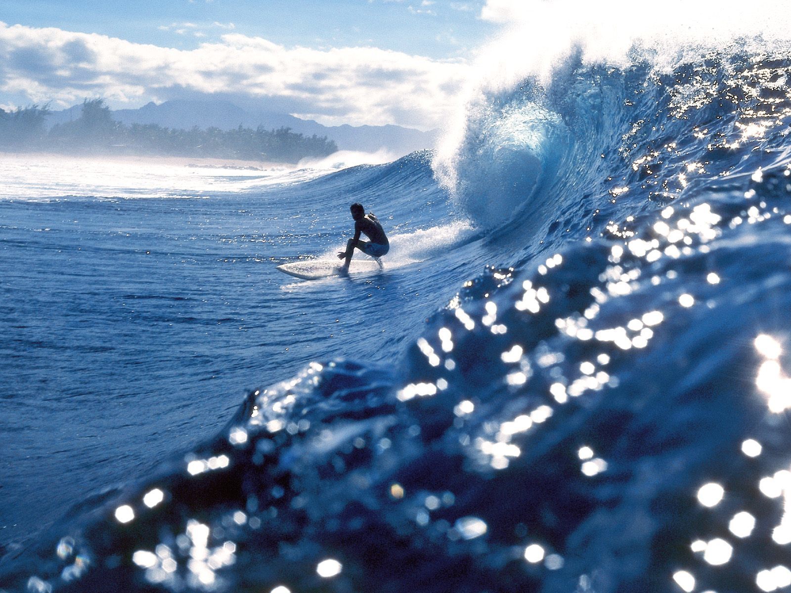 Surfer riding a wave