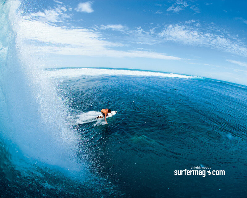Surfer riding a wave