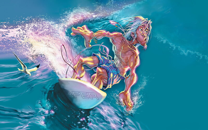 Surfer riding a wave