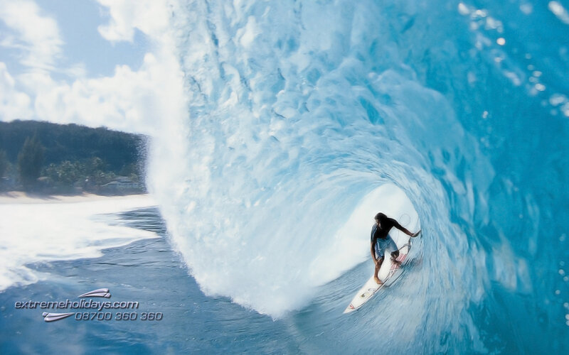 surfer riding large wave