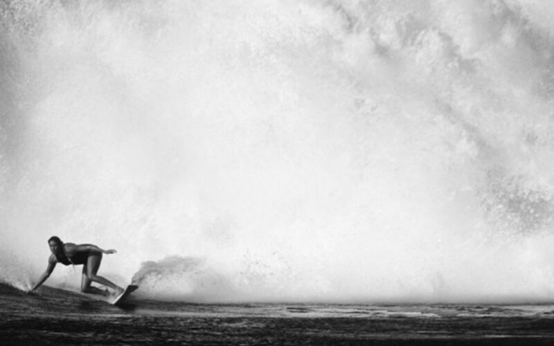 Surfer Riding Wave — Black