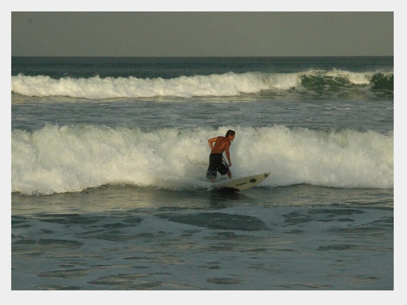 Surfer Riding Wave — Blue, Active, Sunset
