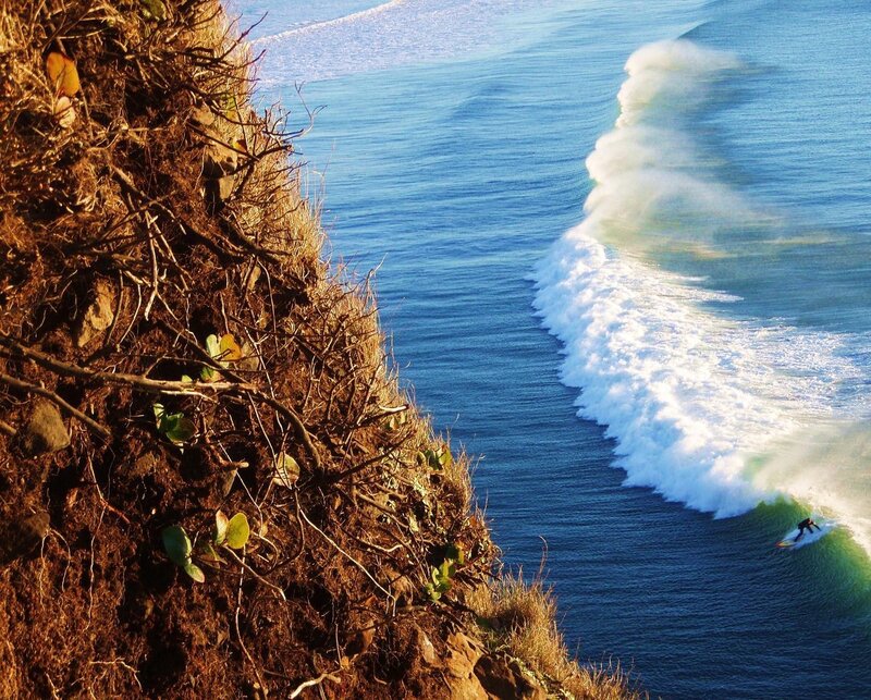 Surfer Riding Wave — Blue, Dramatic