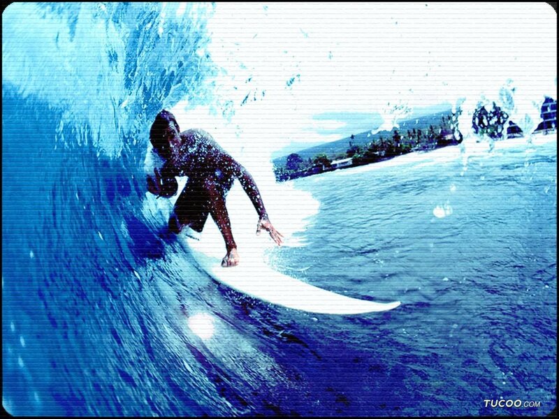 Surfer Riding Wave — Blue, Dynamic, Afternoon, Photograph, Surfboard