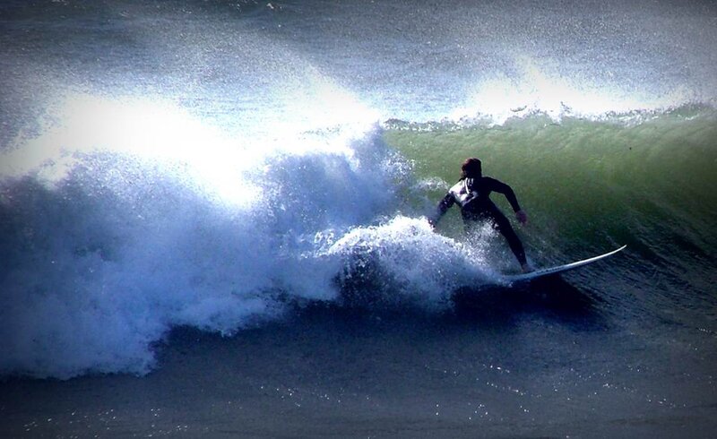Surfer Riding Wave — Blue, Dynamic, Photograph