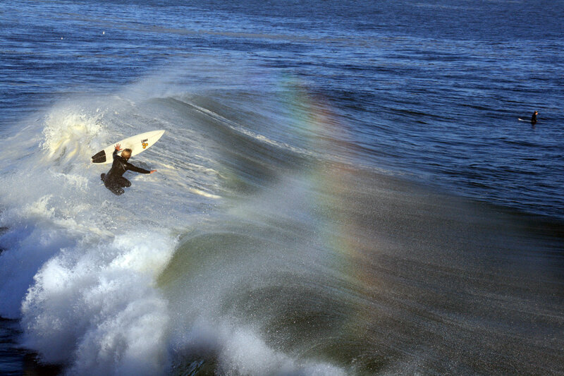 Surfer Riding Wave — Blue, Dynamic