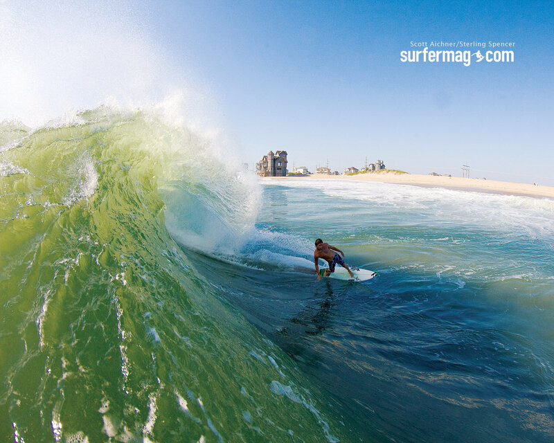 Surfer Riding Wave — Green, Dynamic, Afternoon, Photograph