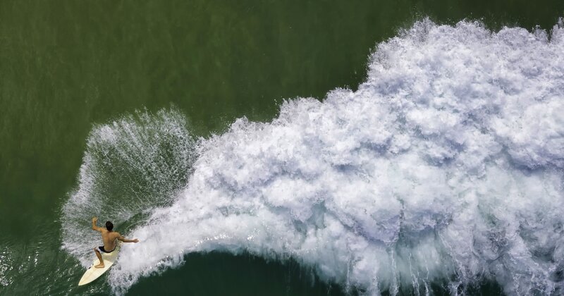 Surfer Riding Wave — Green, Dynamic