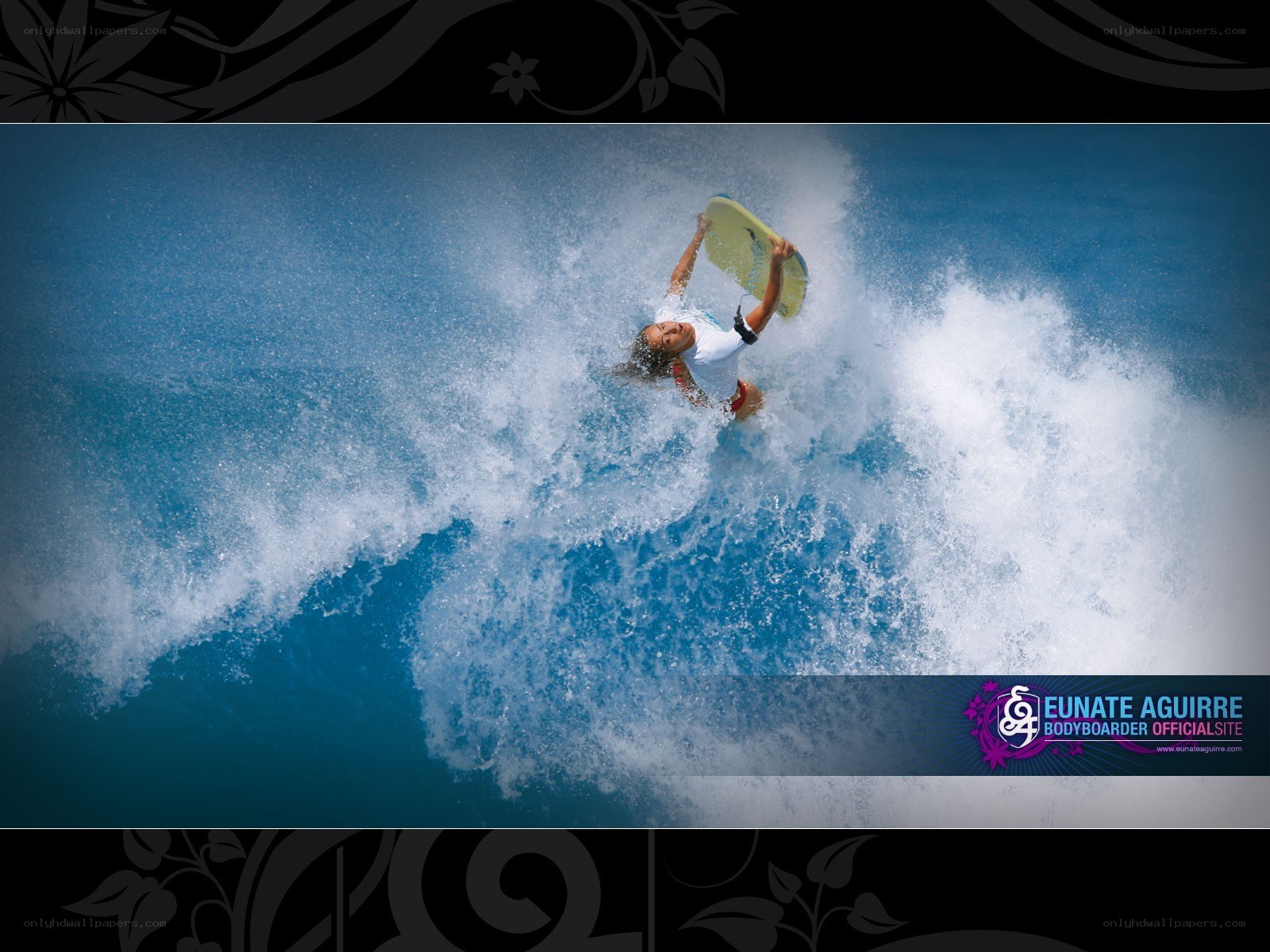 Surfer riding wave in action