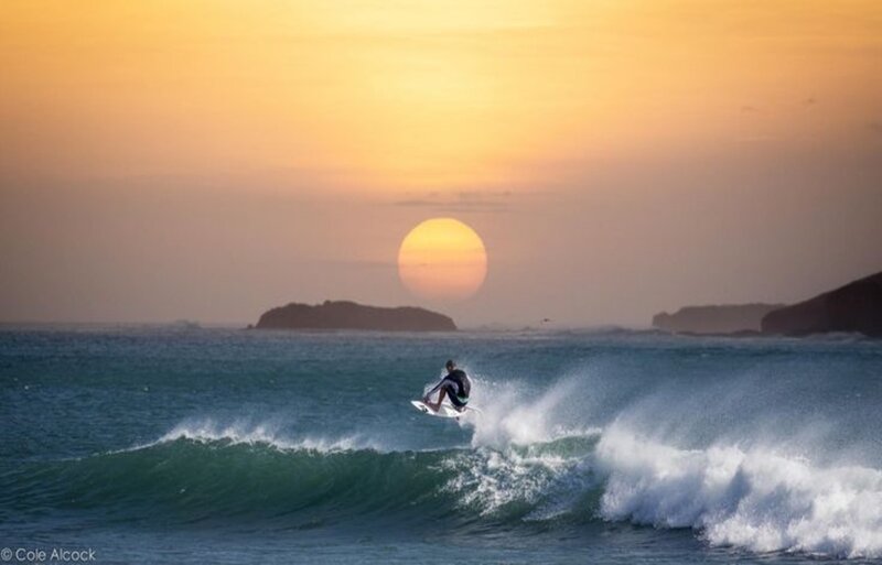 Surfer Riding Wave — Orange