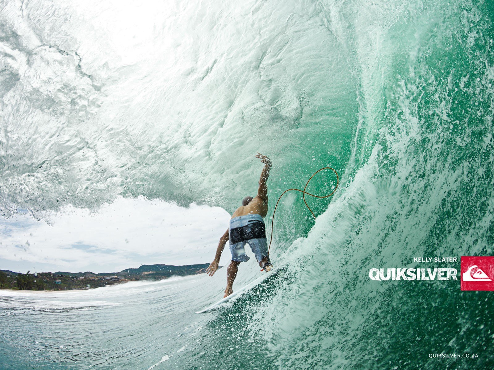 Surfer riding wave tunnel