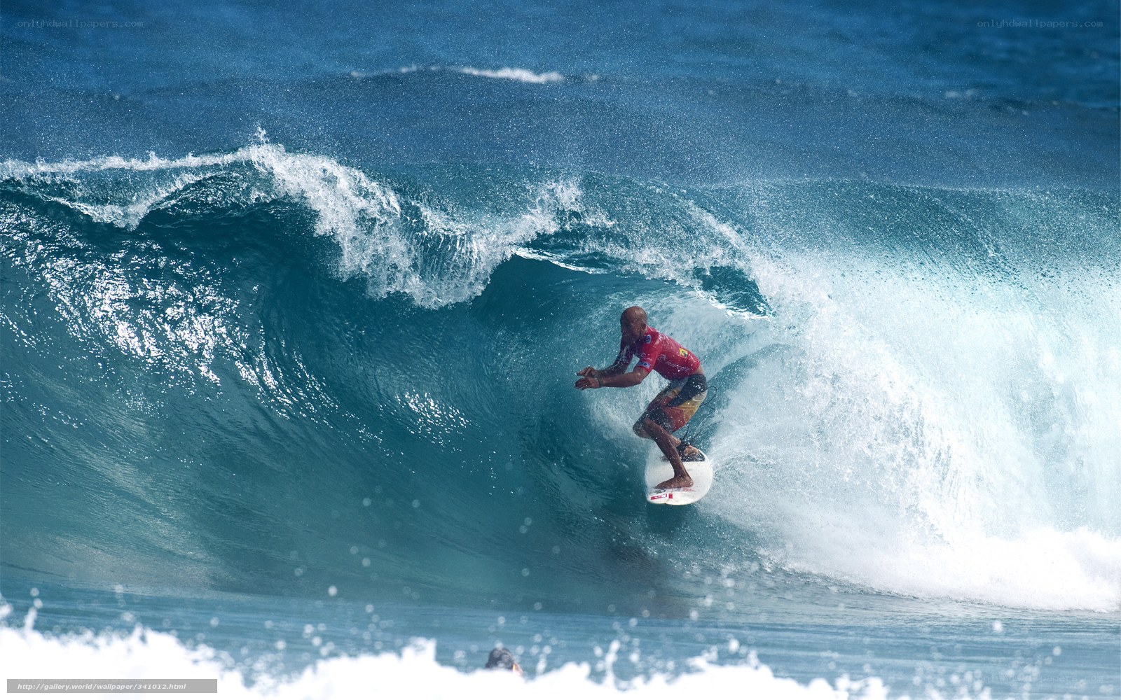 Surfer riding wave tunnel