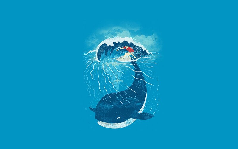 surfer riding whale wave