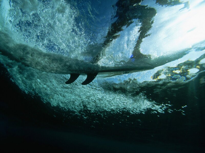 Surfer under Wave — Blue, Dynamic, Afternoon