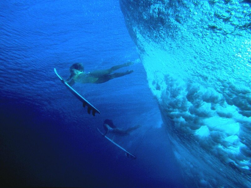 Surfer under Wave — Blue, Serene