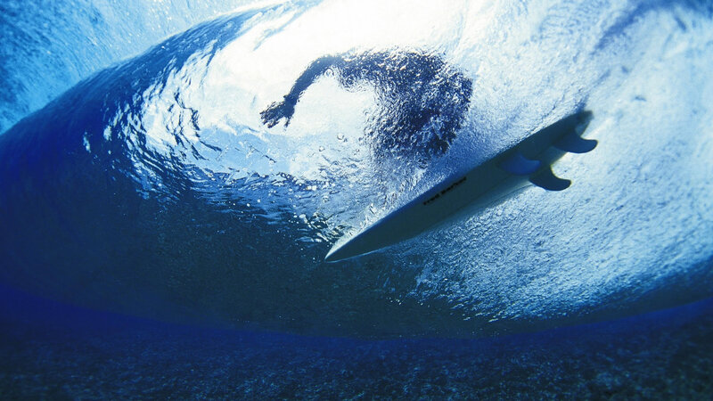 Surfer under Wave — Blue