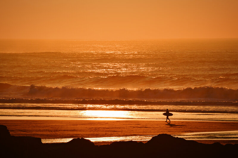 Surfer Walking on Beach — Orange