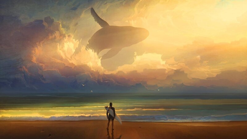 Surfer Watching Whale