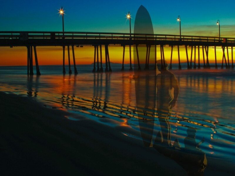 Surfer with Surfboard — Blue