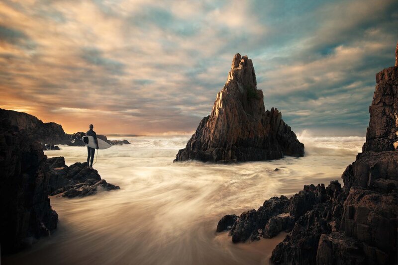 Surfer with Surfboard — Orange
