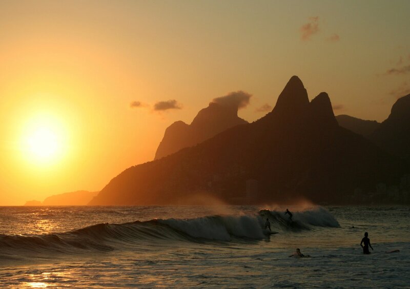 Surfers at Sunset — Orange