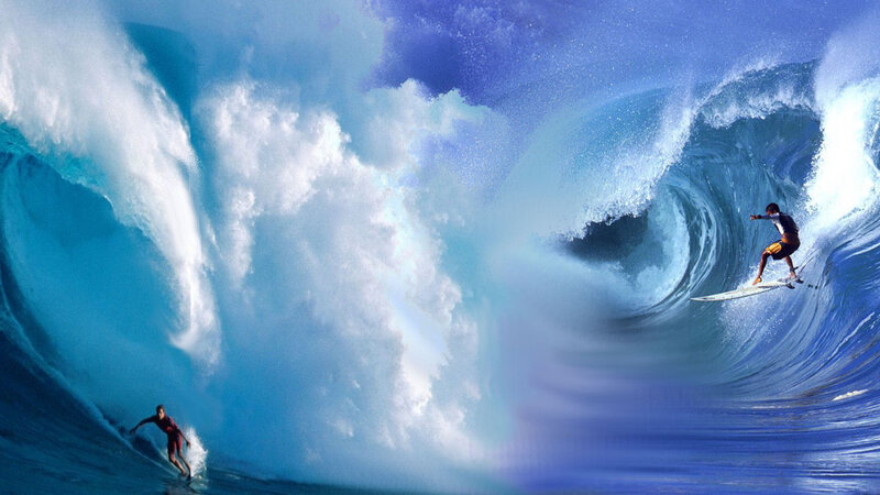 Surfers in Ocean Waves