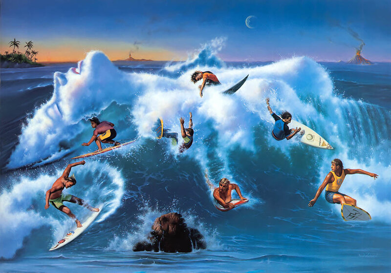 Surfers on a Wave — Blue