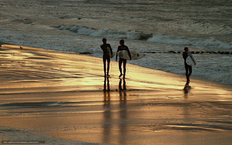 Surfers on Beach — Gold, Serene