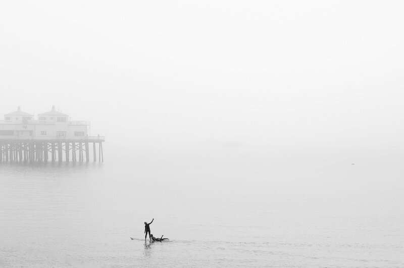 Surfers on Surfboards — Black