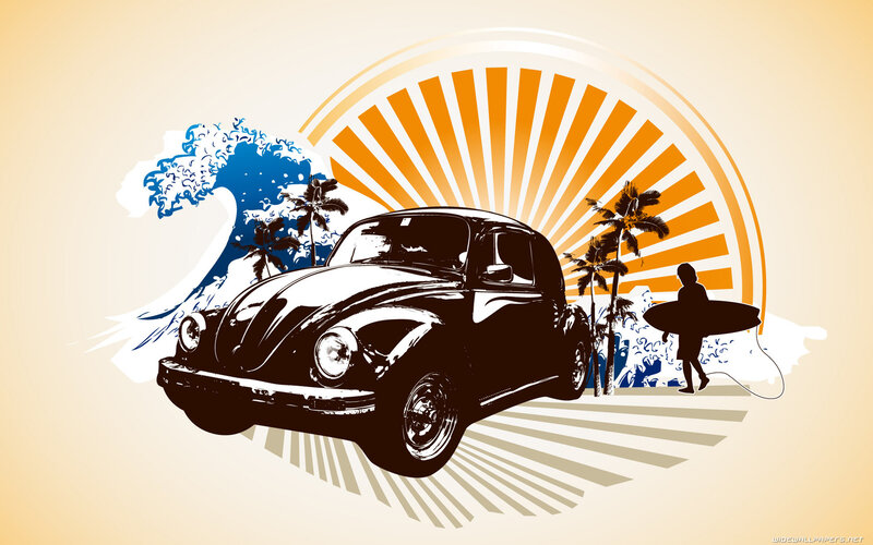 surfing and vintage car art