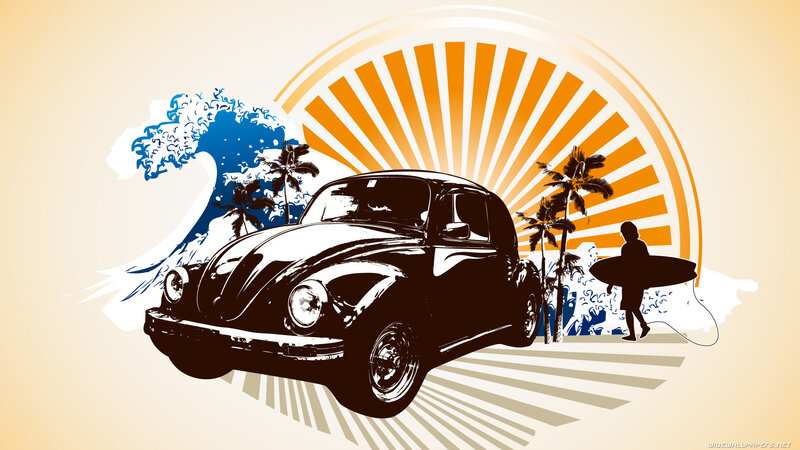 surfing and vintage car art