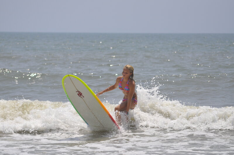 Surfing in the ocean