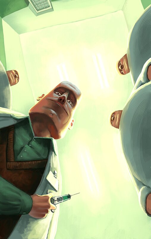 Surgeon with syringe